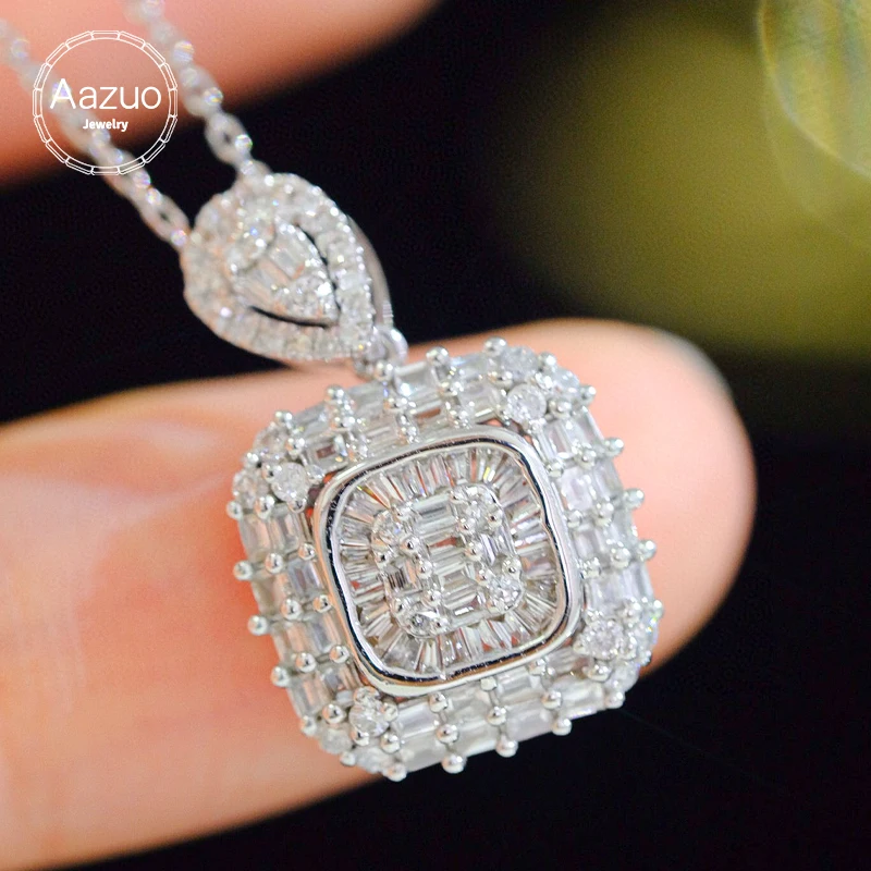 Ожерелье Aazuo Diamondstyle женское из белого золота 18 К ожерелье с квадратными