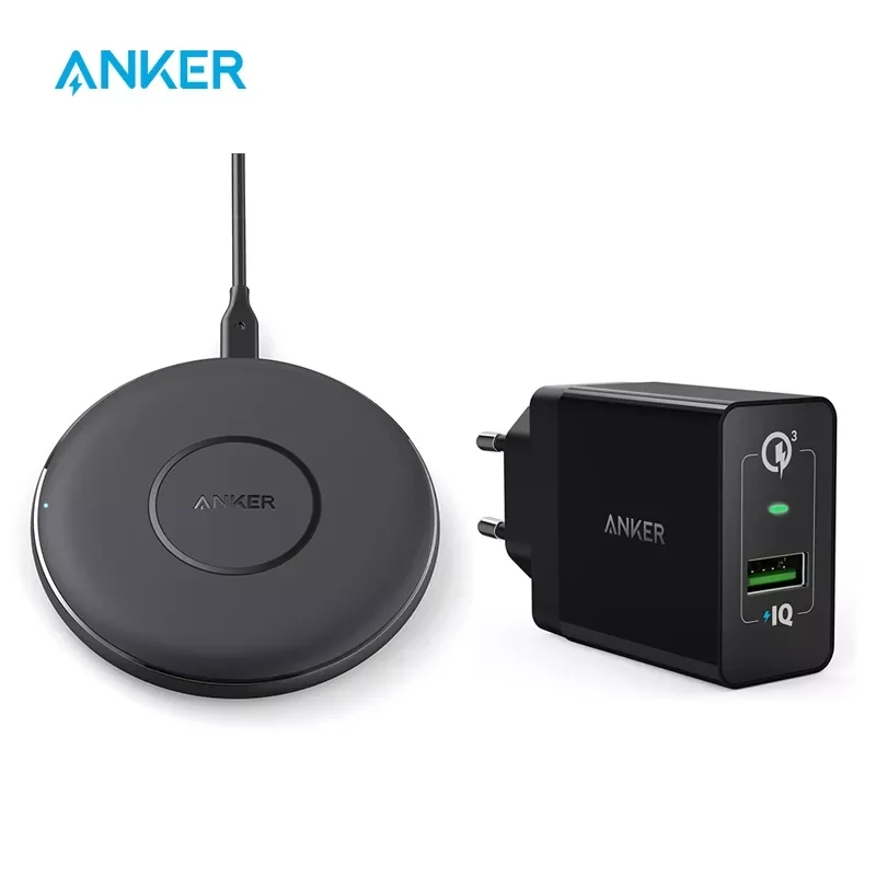 

An-ker Wireless Charger PowerWave Pad Qi-Certified 10W Max for iPhone 11 iPhone 12 AirPods Galaxy S20 wireless charging pad