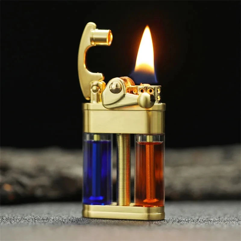 

Новая модная прозрачная герметичная керосиновая Зажигалка Zorro с двумя масляными трубками, рокер зажигания, ветрозащитный мужской высококл...