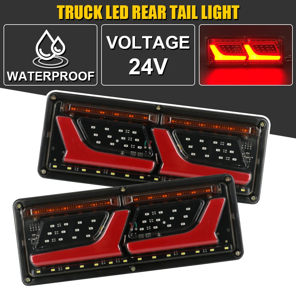 

Waterproof 24V Turn Indicators Rear Brake Stop Lamp A Pair Warning Lights Truck LED Tail Light For Trailer Car Truck