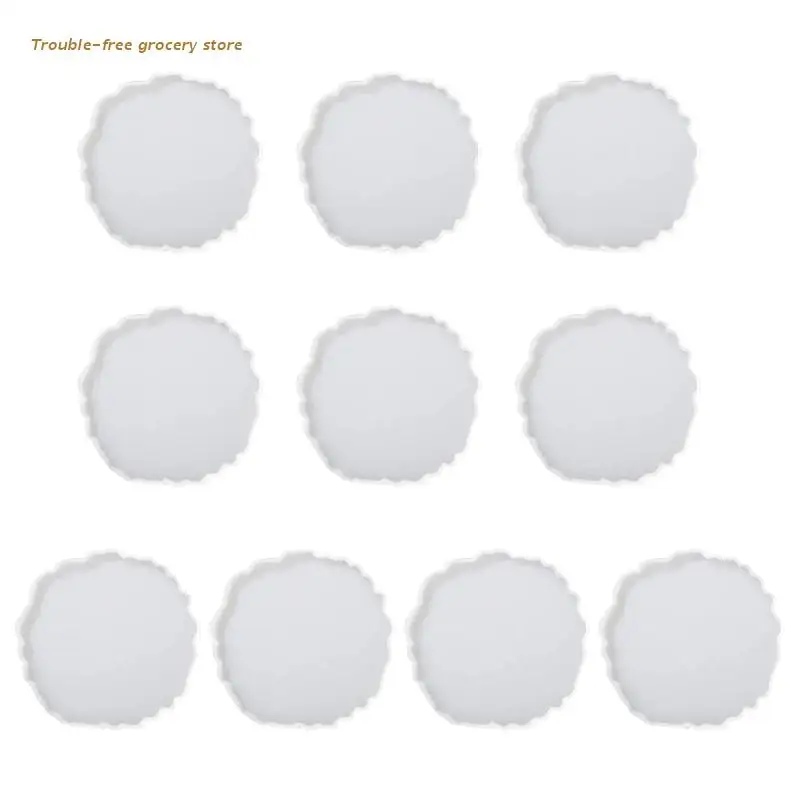 

10Pcs Crystal Agate Slice Coaster Epoxy Silicone Mould DIY Jewelry Making Mold