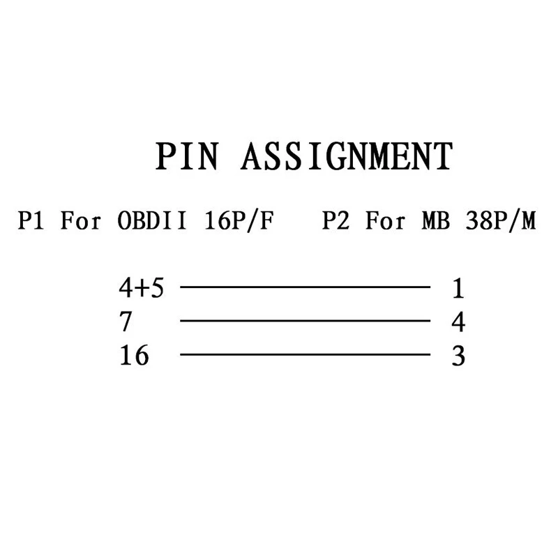 Диагностический адаптер OBD2 38-16 контактов для Mercedes 38