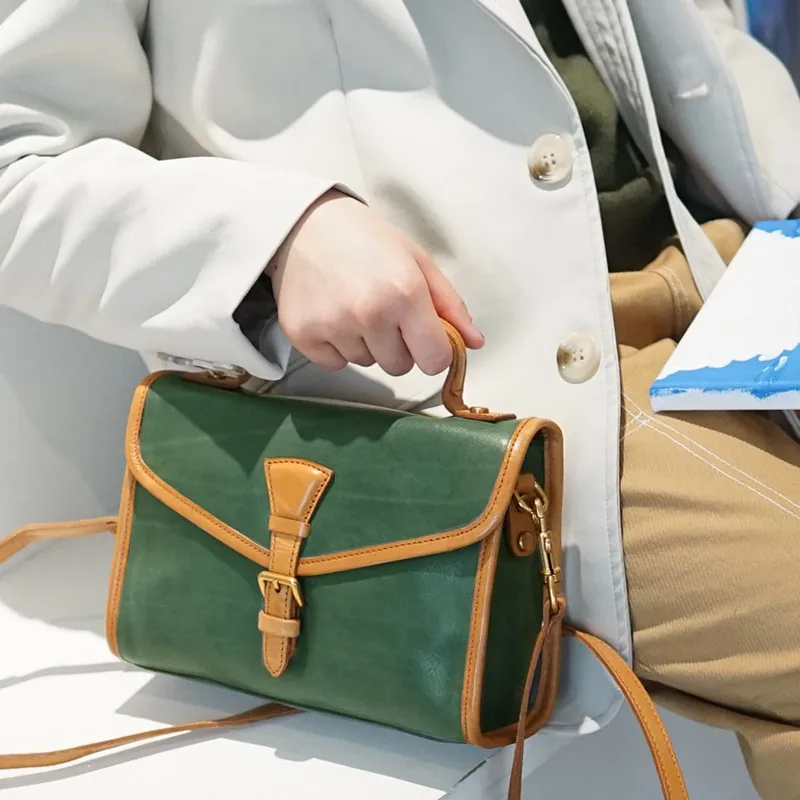 Luxury natural genuine leather women's small handbag handmade fashion designer outdoor party real cowhide shoulder messenger bag