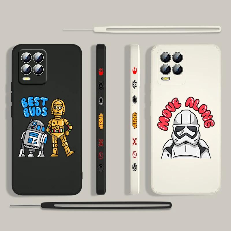 

Star Wars Cute Cartoon For OPPO Realme 50i 50A 9i 8 6 Pro Find X3 Lite NEO GT Master A9 2020 Liquid Left Rope Phone Case Cover