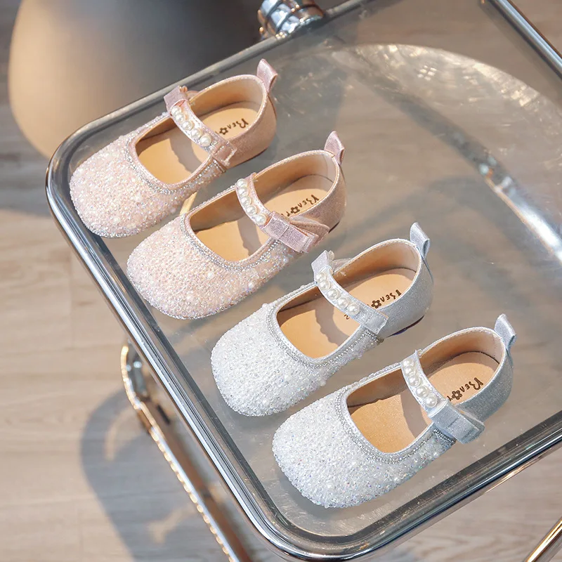 

Новинка весна-осень 2023 мягкие модные детские милые повседневные банты Стразы с жемчугом для принцессы блестящие для девочек Мэри Джейн для ...