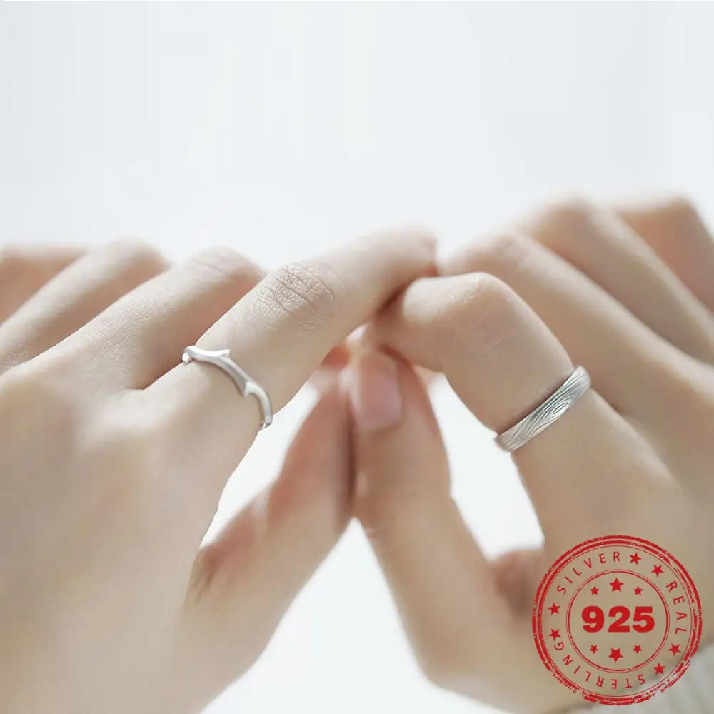 

HOYON Couple Ring Plated S925 Sterling Silver Male and Female Pair Ring Ins Style Niche Design Fresh and Wild Female Ring