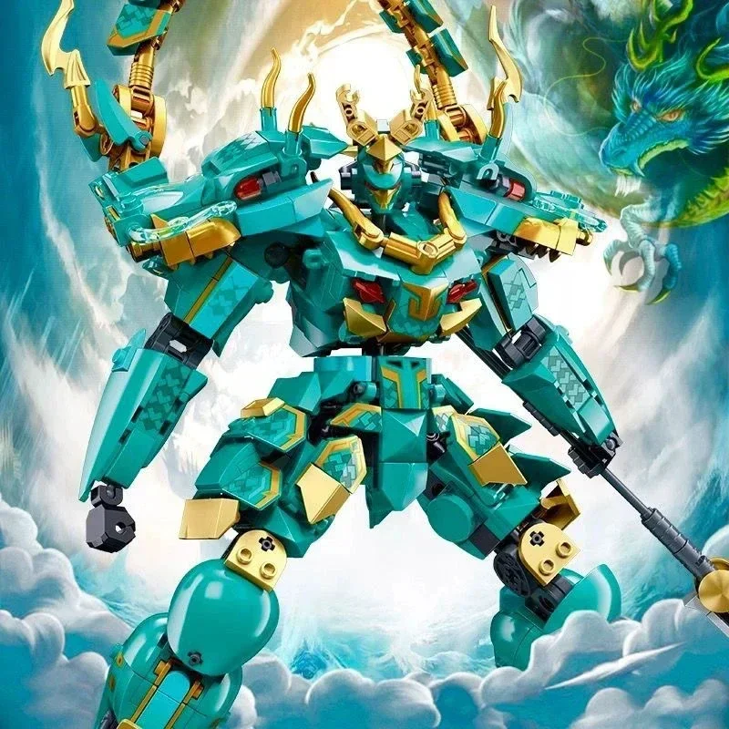 704 Шт. Набор Строительных Блоков Робота Qinglong King Mecha С Мобильными Суставами