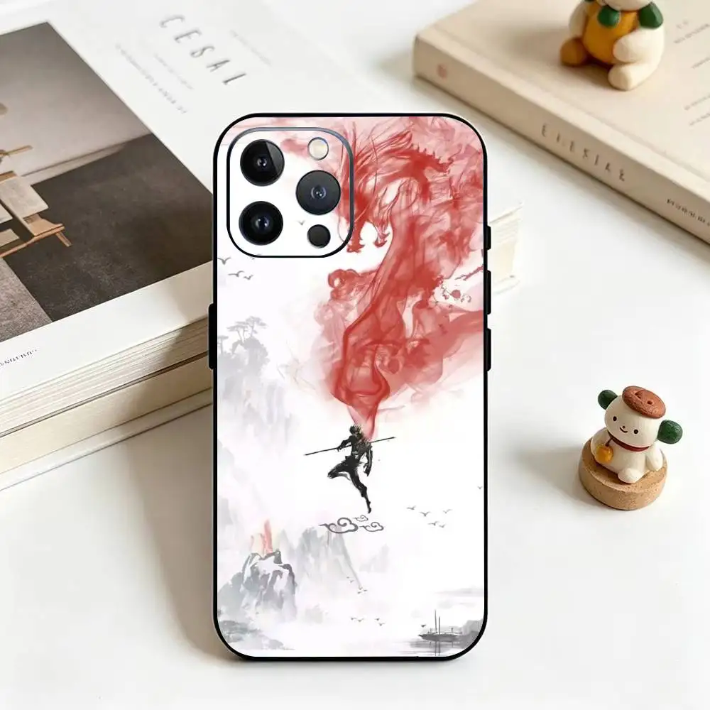 Фото Чехол для телефона B-BlackMyth W-Wukong из черного силикона для iPhone 11 12 13 14 15 16 17 Plus Pro Max №2