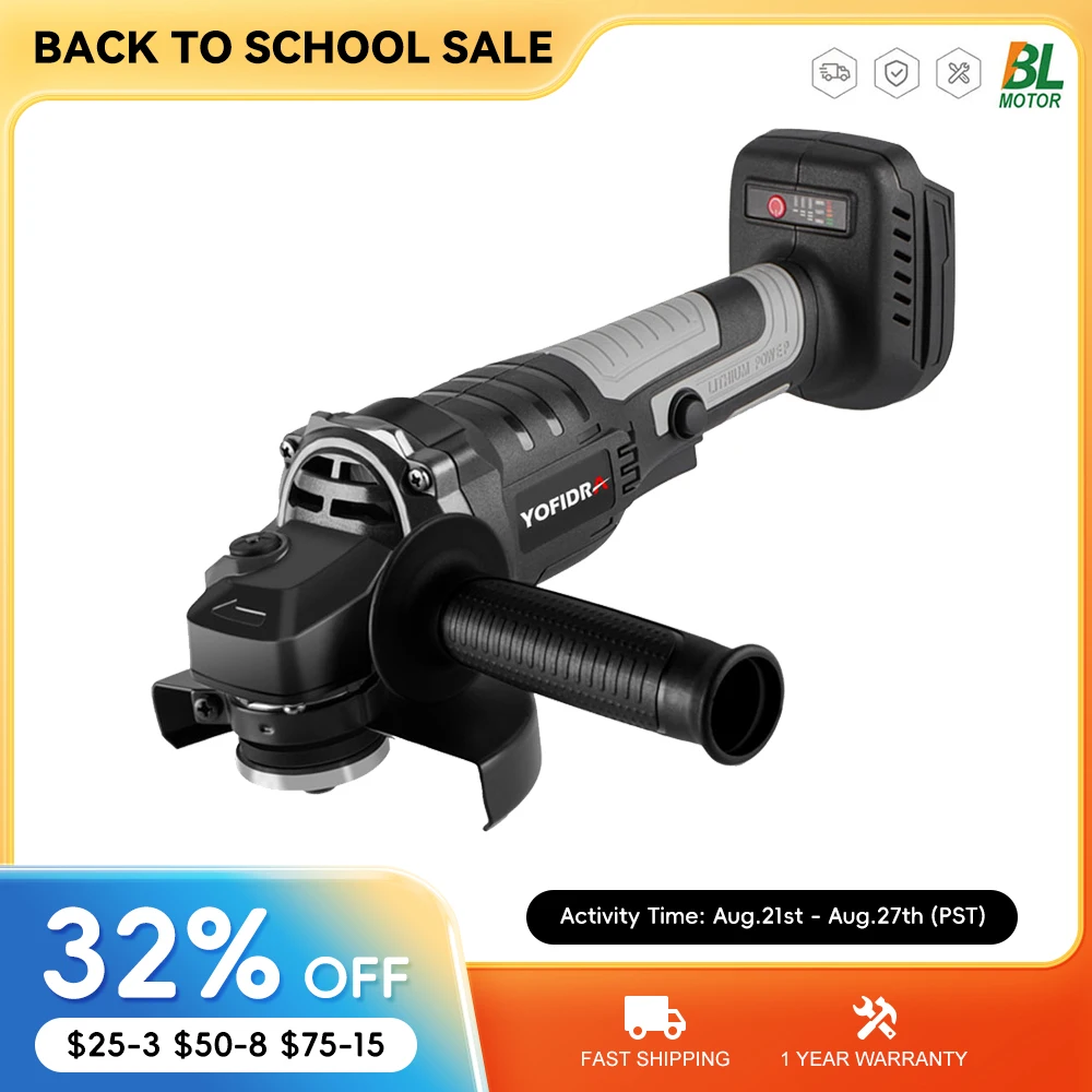 125mm Brushless Electric Angle Grinder 20000r/min Brushless Cordless Angle Grinder M14  Power Tool  For Makita 18V Battery