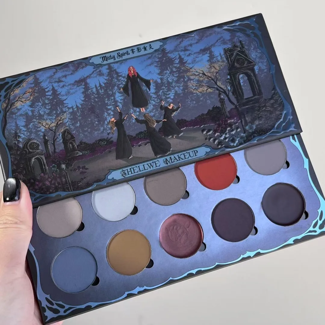 Фото Shellwe Makeup Misty Spirit All Matte Eyeshadow Palette Fog Shadow Ghost Ten Color Full Matte Eye Shadow Disk №2