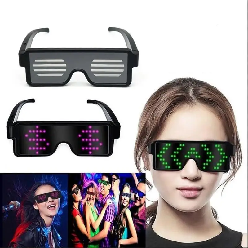 

USB Charging LED Lighting Eyeglasses 4 Colors 10 Patterns Luminous Glasses For Halloween Bar KTV