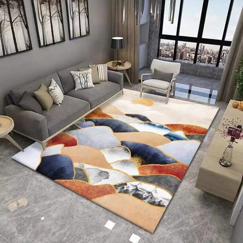 

Simple Geometric Style Living Room Large Area Carpet Light Luxury Bedroom Bedside Carpet Coffee Table Non-Slip Mat Decor Home