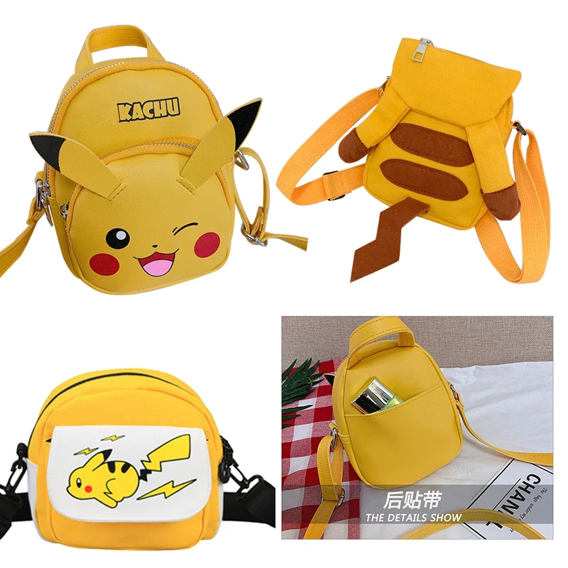 

Anime Pokemon Pikachu Poly Urethane or Canvas Materials Cute Mini Messenger Bag Casual Cartoon Shoulder Bag Children's Toys