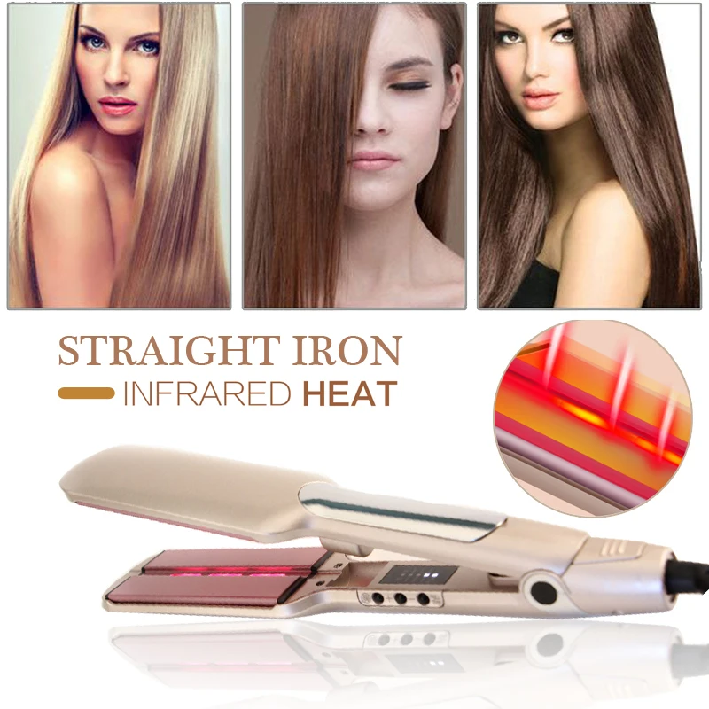

ИК-выпрямитель для волос отрицательный ионный керамический плоский утюжок выпрямитель для волос титановые пластины инструменты для сглаживания укладки волос