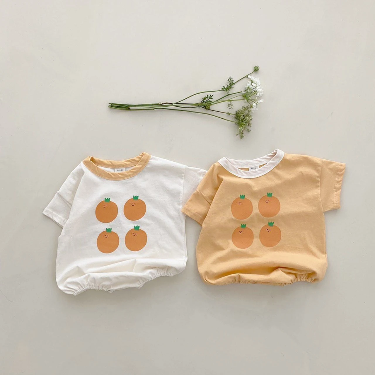 

Newborn Baby Girl Summer New Tangerinr Elastic Bodysuit Baby Boy Fashion Cotton Jumpsuit Infant Clothes 2022