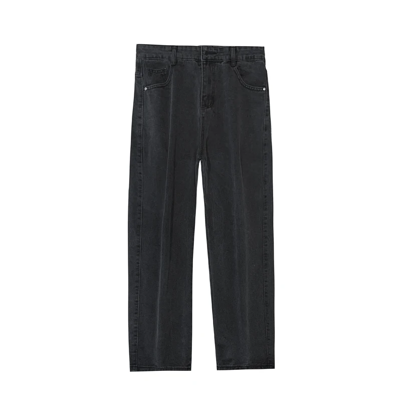 2022 Spring New Harajuku Street Loose Jeans Men's Korean Version Fashion Straight Wide-leg Pants Men's Casual Nine-point Pants