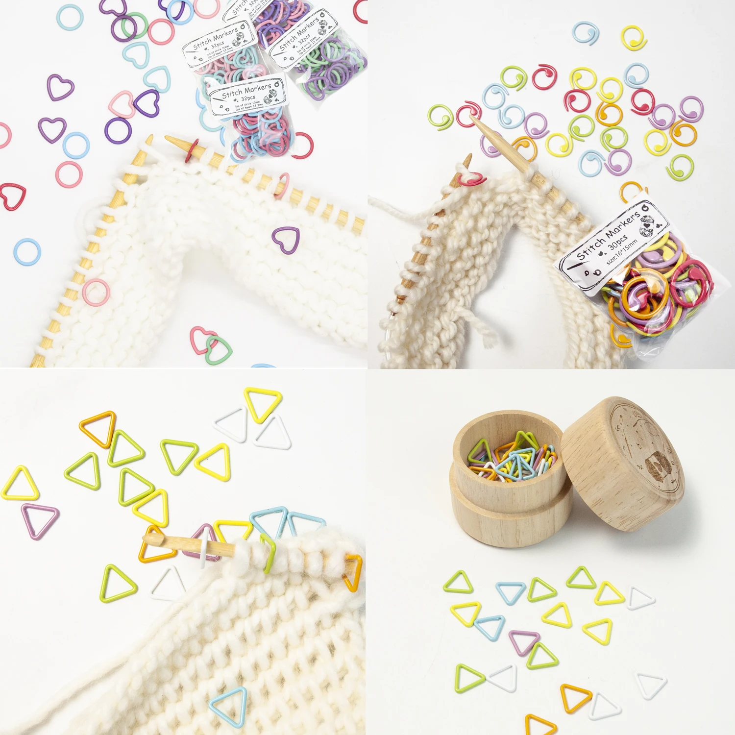 Металлический маркер для вязания круглый и в форме сердца гладкий крючком