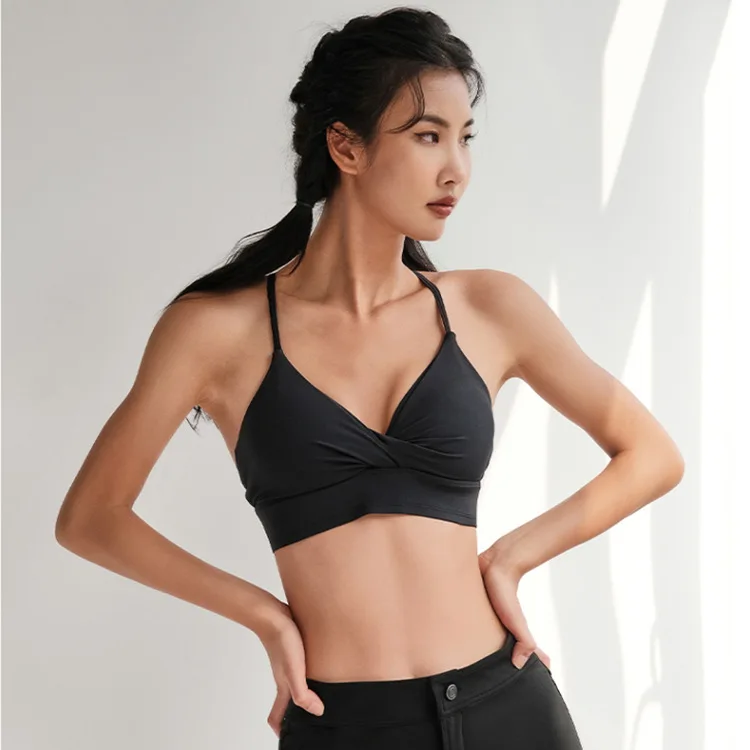 

New Sexy Fitness Yoga Bra Lady For Women Gym Backless Cross Back Sports Bra