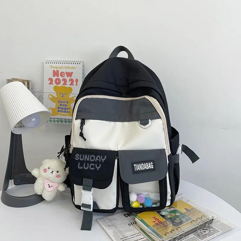 

Модная вместительная школьная сумка для мальчиков и девочек, нейлоновый рюкзак в Корейском стиле для компьютера, путешествий, улицы, университета, рюкзак для книг