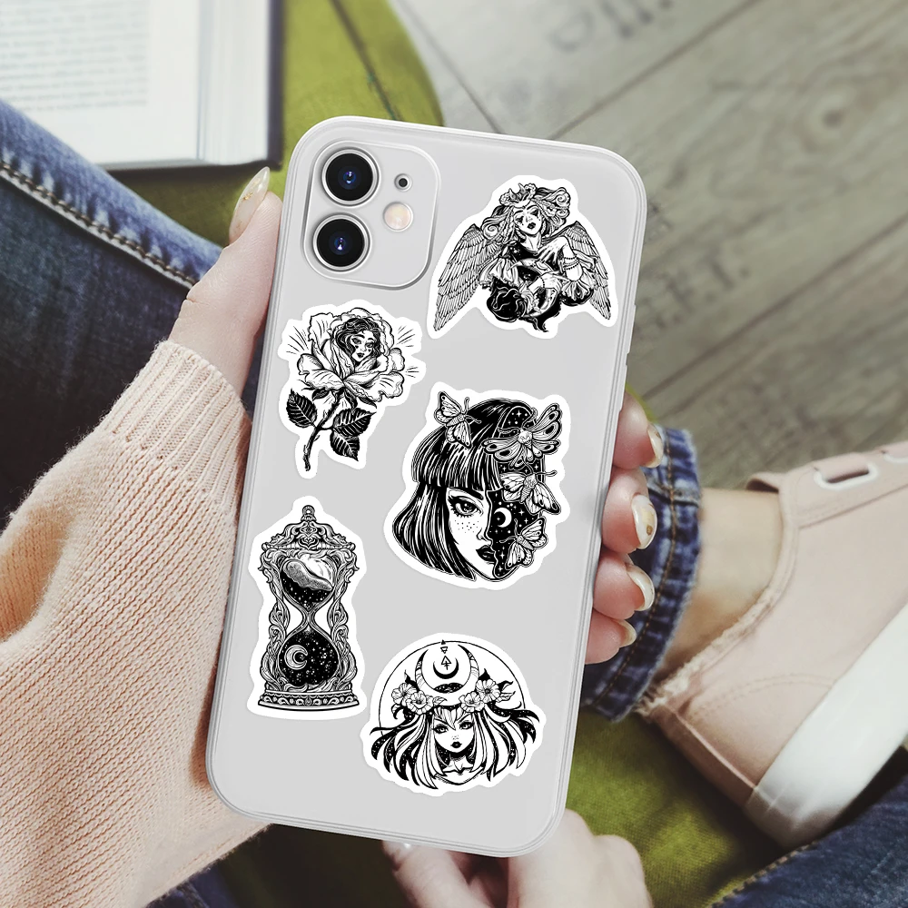 Фэнтезийные темно-готические наклейки ведьмы черно-белые игрушки сделай сам