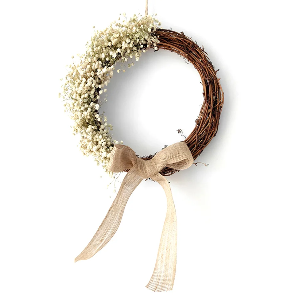 

Babysbreath Гирлянда для украшения праздника на день рождения, обруч из ротанга, натуральный сушеный цветок на стену