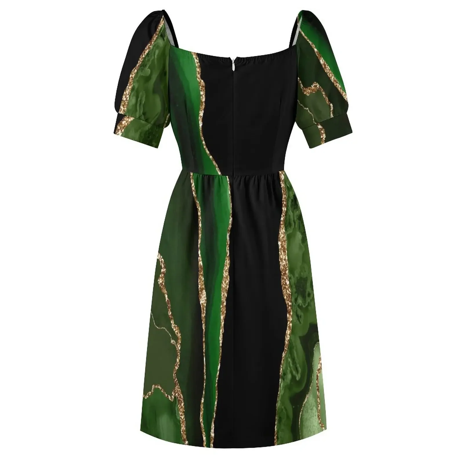 Абстрактные изумрудно-зеленые и золотые современные жеоды с агатом платья
