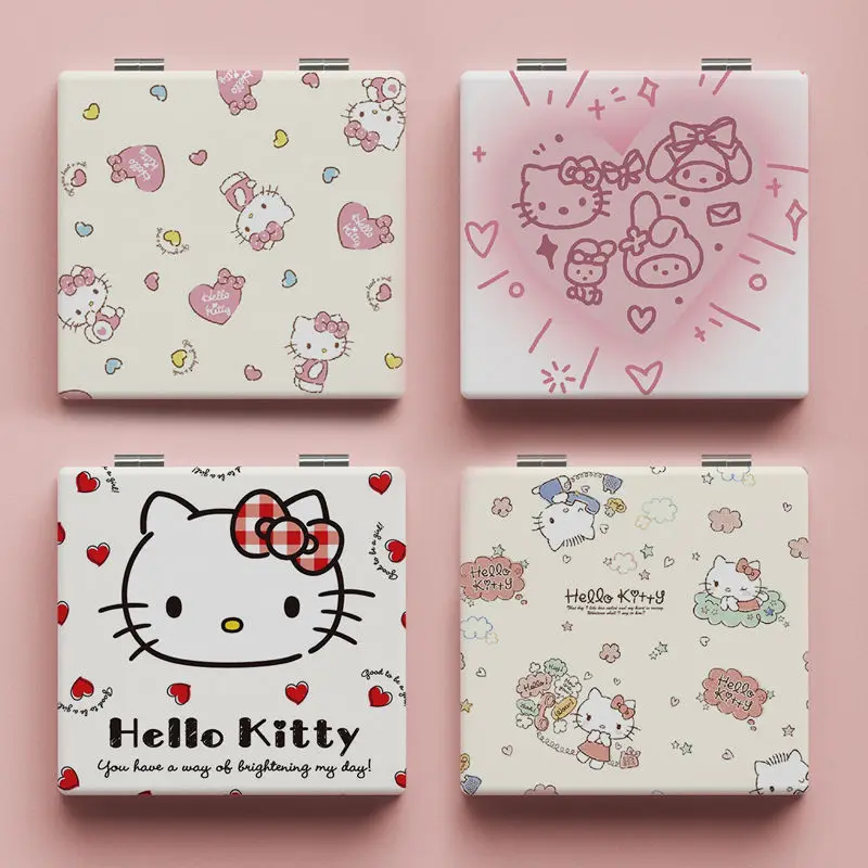 Портативное Мини-зеркало Hello Kitty Складное Двустороннее Зеркало Для Макияжа