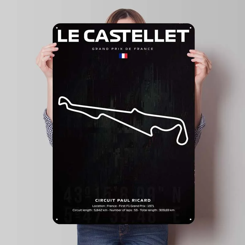 F1 Le Castellet Map Пользовательские металлические вывески Спортивный плакат Вещи для