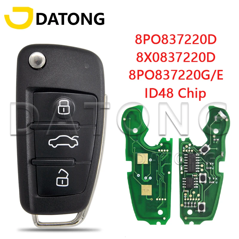 Llave remota de coche Datong World para Audi A3, S3, TT, A4, S4, años 2005 a 2013, número de pieza 8P0837220D, 434Mhz, 48 chips, Control inteligente automático