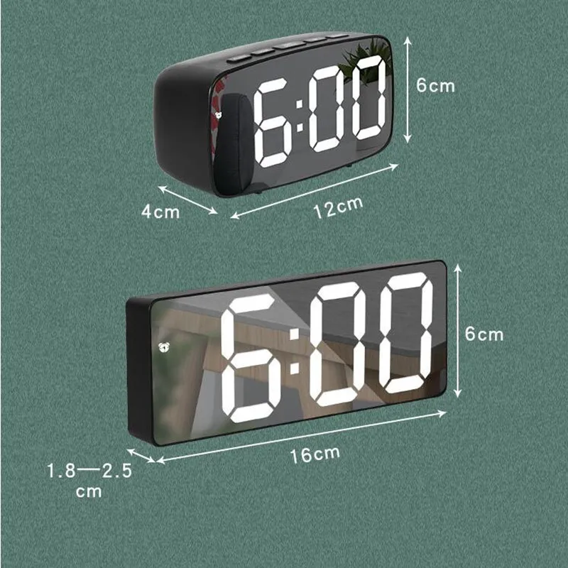 

Clock Voice Control Snooze Time Temperature Night Mode 12/24 Hours Display Table Clock Acrylic/Mirror Alarm Clock LED Digital