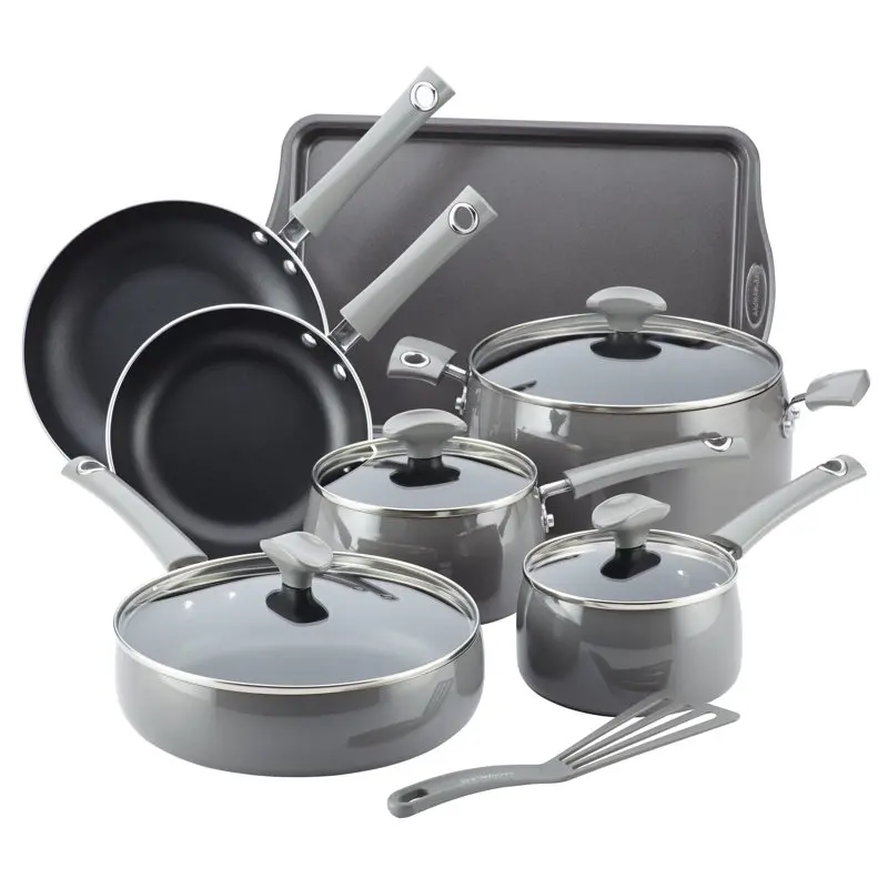 

Cityscapes Porcelain Enamel Nonstick Cookware Set, Sea Salt Gray, 12-Piece