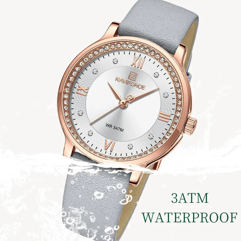 NAVIFORCE Quartz Watches for Women Leather Strap High Quality Waterproof  Female Fashion Personality Wristwatches Relogio Mujer