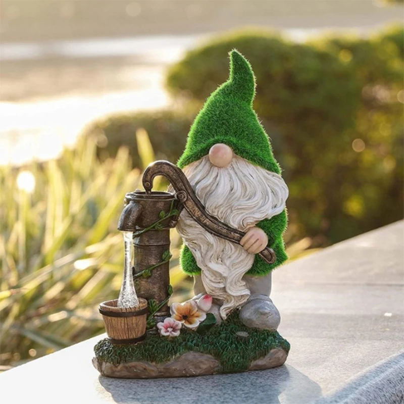 

Resin Gnome Garden Figurine Solar Grass Lamp Dwarf Crafts Outdoor Flocking Statue Art Elf Ornament Decor Christmas New Year Gift