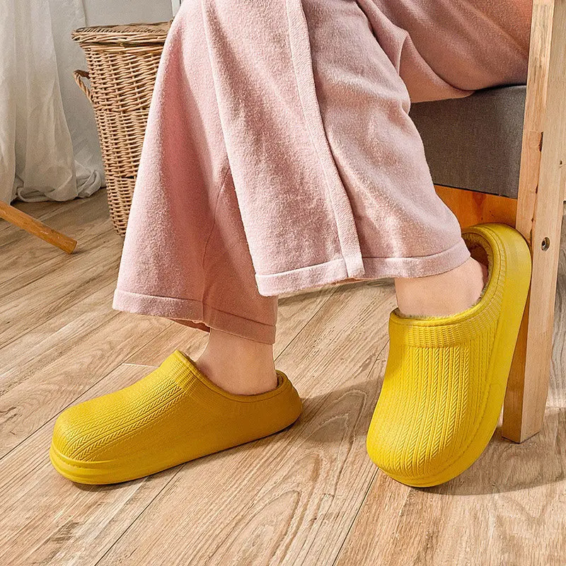 Home Slippers Men Indoor Witer Shoes Men Women Couple Shoes Women Non-slip Floor Shoes Thick Bottom Soft Cotton Slippers Slide