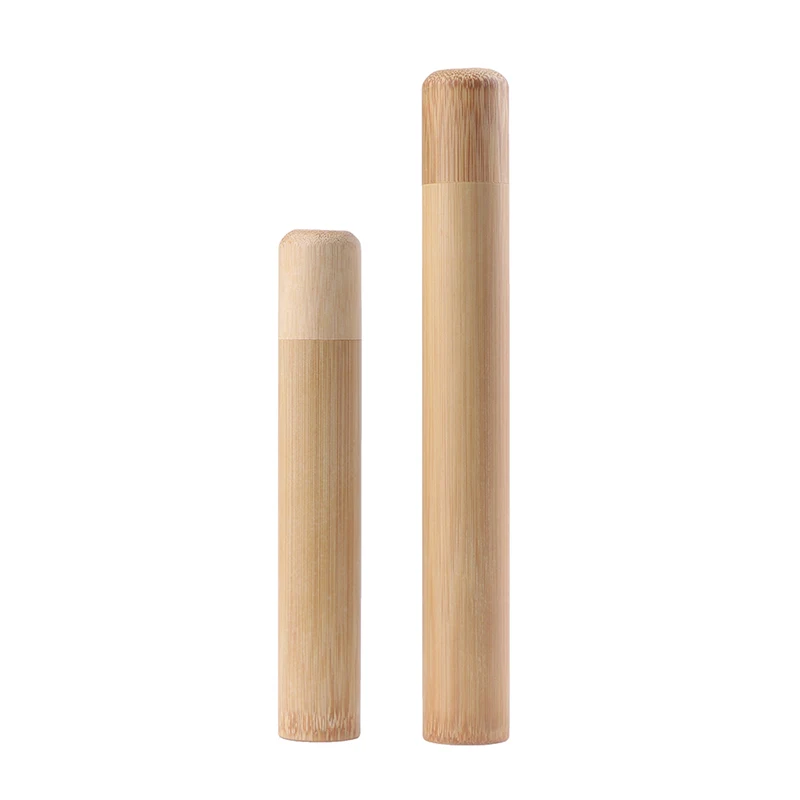 

Natural Eco Friendly Bamboo Toothbrush Travel Case Reusable Bamboo Portable Travel Holder Set Washable BPA Free Bamboo Case