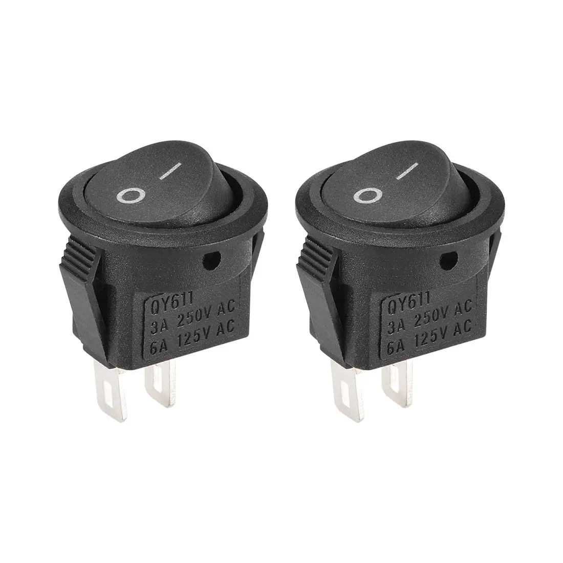 

Keszoox SPST Boat Rocker Switch Round Toggle Switch Black for Boat Marine 2pins ON/Off AC 250V/3A 125V/6A 2pcs