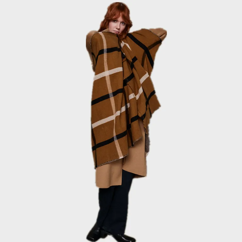 

2019new double-sided large Plaid cashmere like scarf of Z home inAmerica in autumn and winter,Women's thickened warm shawl scarf