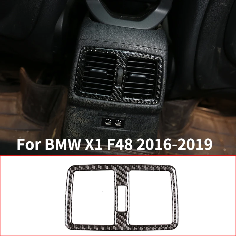 

Мягкое углеродное волокно для BMW X1 F48 2016-2019, аксессуары, рамка для кондиционирования воздуха в заднем ряду, отделка для вентиляционного отвер...