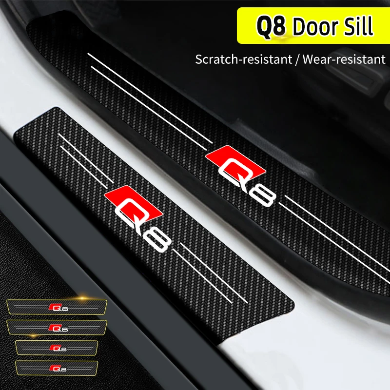 

Car Door Threshold Scuff Plate Carbon Fiber Sill Protector Stickers For Audi Q8 2017-2019 2021 2022 Auto Door Entry Pedal Guards