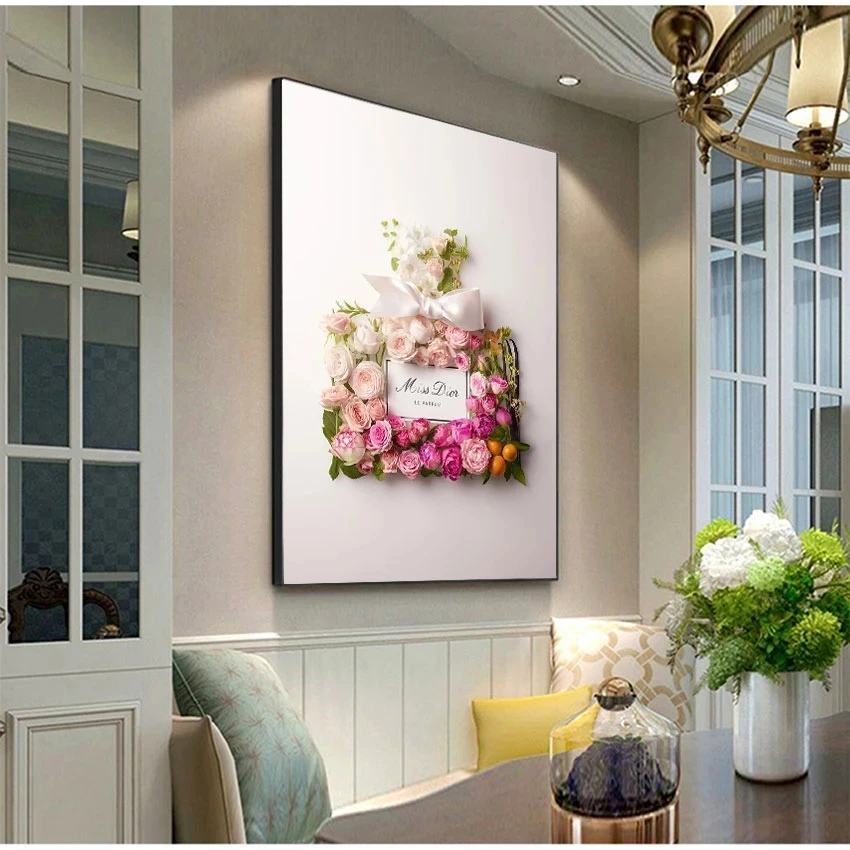 Роскошные цветочные флаконы духов плакаты и принты Картина на холсте в