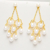 zhen d jewelry natural freshwater pearls court palace style gold plated vintage earrings wonderful gift for girl women