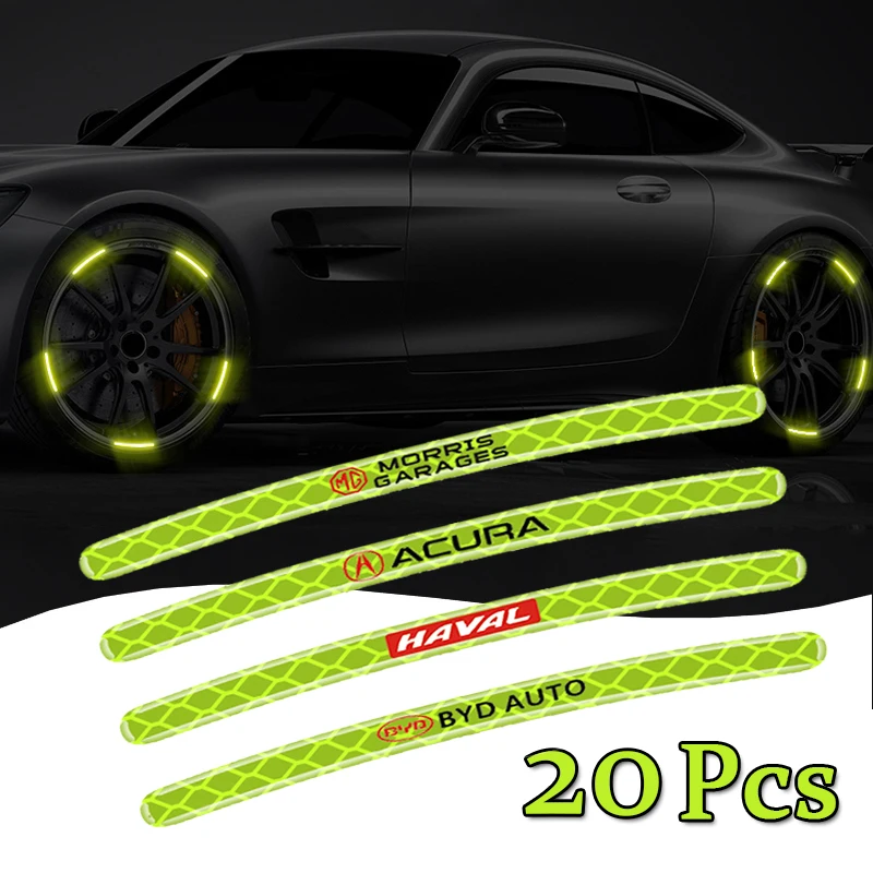 

20Pcs Car Logo Tire Sport Luminous Decals Car Stickers Car Goods For BYD Accessories S6 2014 Repuestos F0 F3 G3 F3r Car Styling