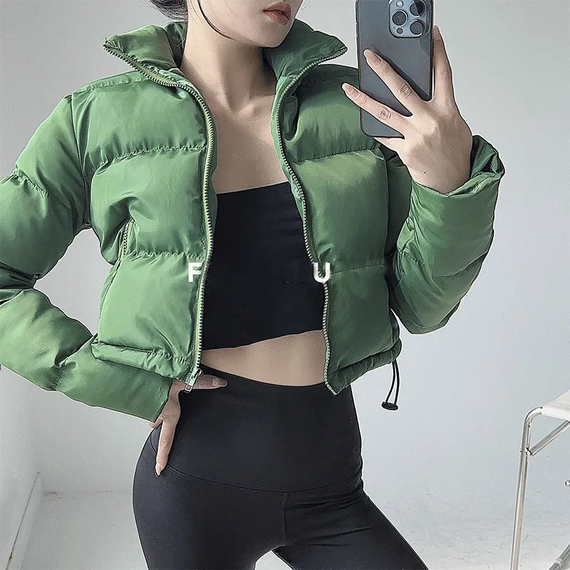 

Модная женская куртка, зимние теплые Пузырьковые пальто, парки, укороченные куртки на молнии, парки, уличная одежда