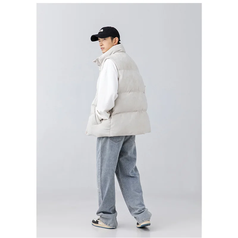 Men Clothing 2022 New Style Navy Suede Temperament Vest Embroidery Thickening Comfortable  Down Jacket Autumn and Winter Female