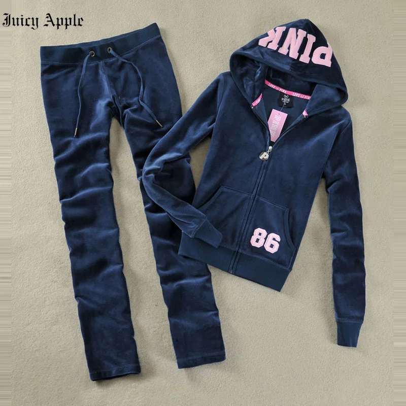 Juicy Apple Tracksuit Woman Set Of Two Fashion Pieces For Women 2023 New Solid Hooded Casual Slim Sportswear Female Clothing Y2k