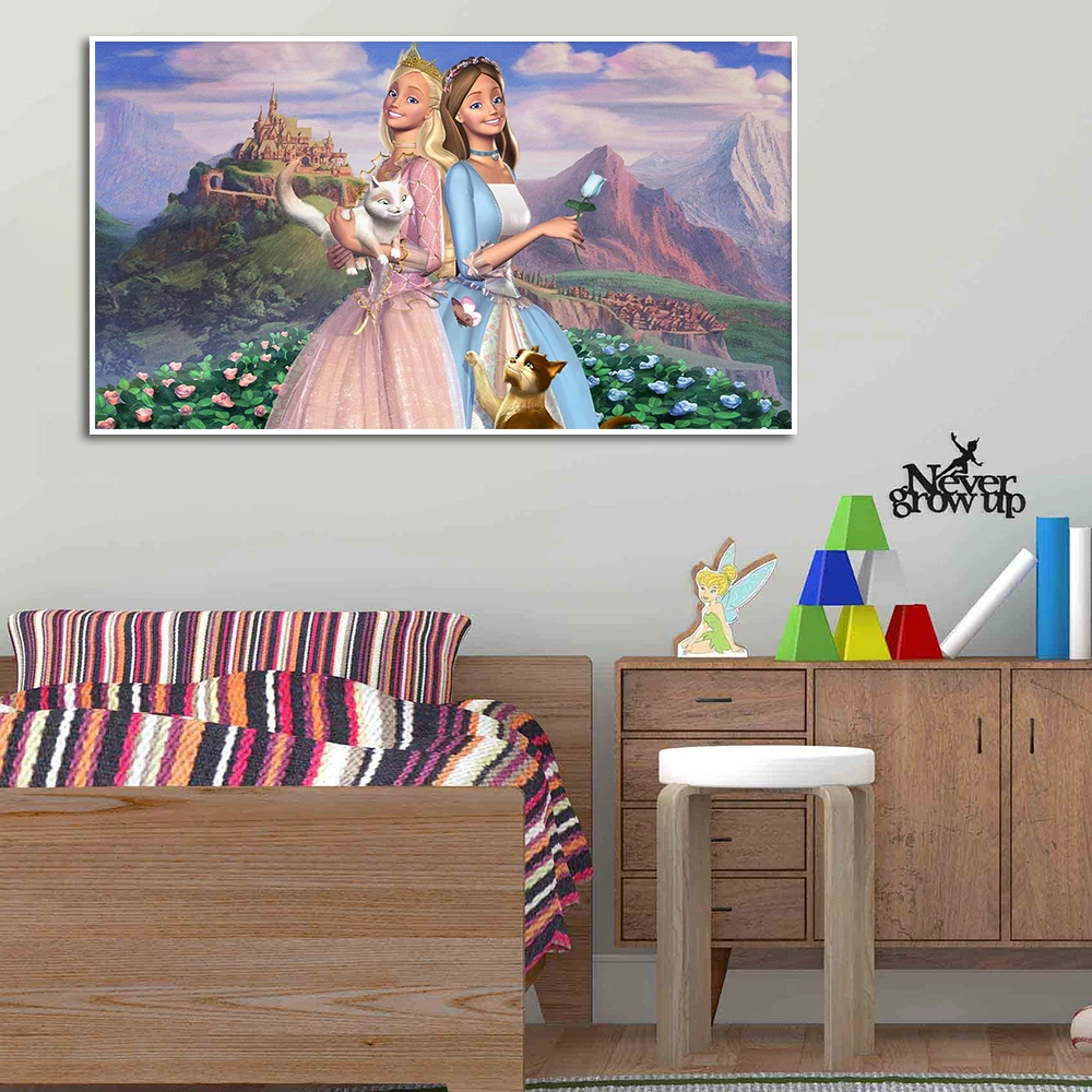 Постер Принцессы Барби и паупер Настенная картина Miniso Картина на холсте с милым