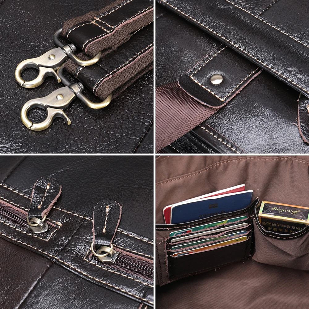 WESTAL Men's Briefcase Business Genuine Leather Bag For Document 14 Inch Laptop Messenger Shoulder Bags Computer Bag Mallette