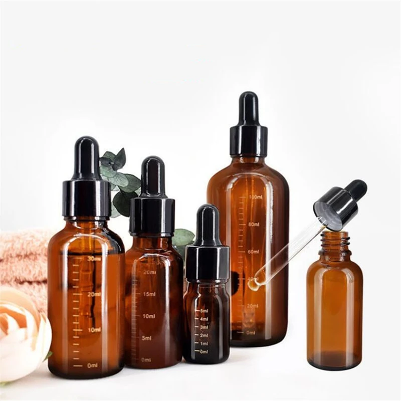 

Оптовая продажа, стеклянная жидкость для ароматерапии с янтарным эфирным маслом, 5-100 мл, многоразовая Массажная пипетка
