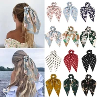 bohemian print elastic hair bands for women girls bowknot scrunchies headband hair ties ponytail holder hair accessories
