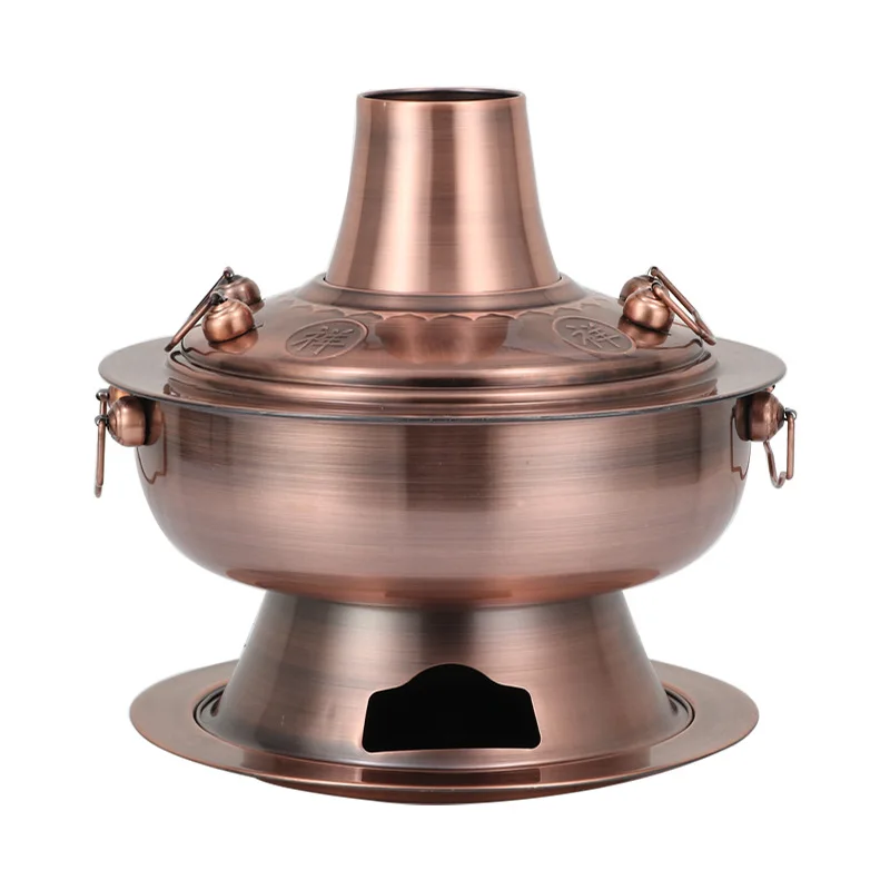 

Thickened Stainless Steel Charcoal Chinese Copper Hot Pot Old Beijing Style Hot Pot Chinese Fondue Pot Cookware Cookware Set
